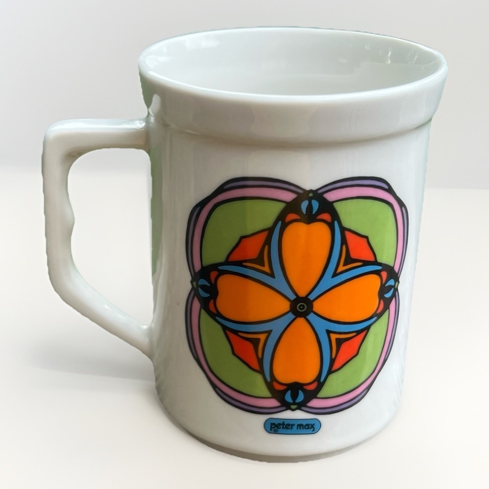 Vintage Peter Max Iroquois China‎ Mug Pop Art Floral Mod Coffee Cup Syracuse NY